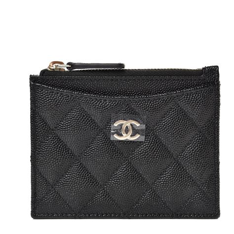 chanel card holder zipper